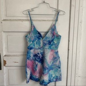 Angel Biba Watercolor Blue Pink Romper